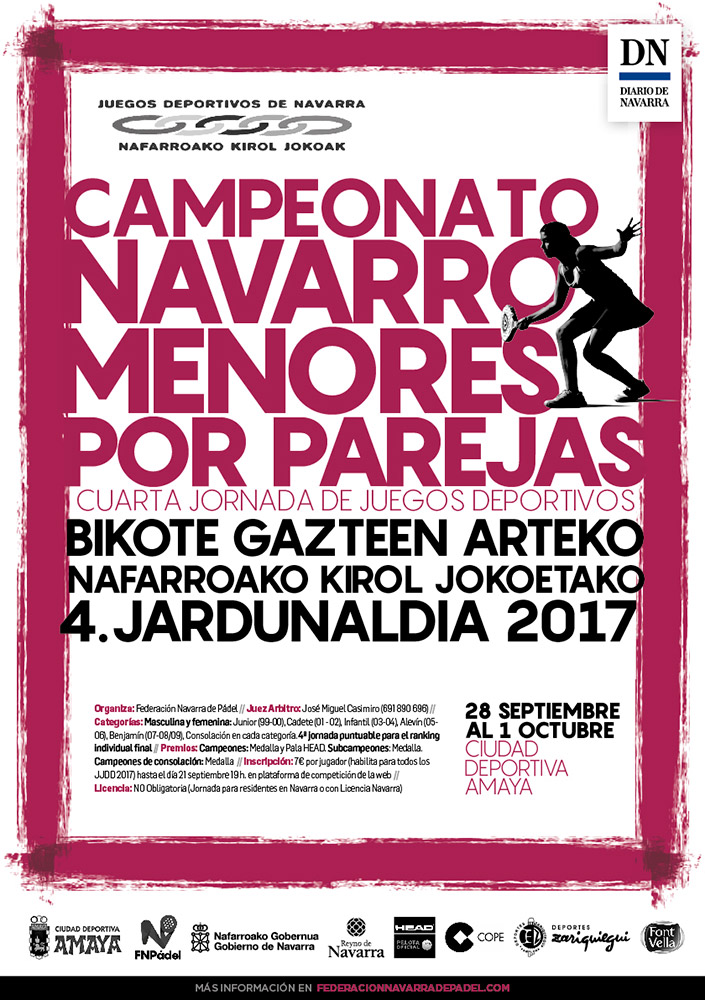 Inscripción abierta para el Campeonato Navarro de Menores por Parejas